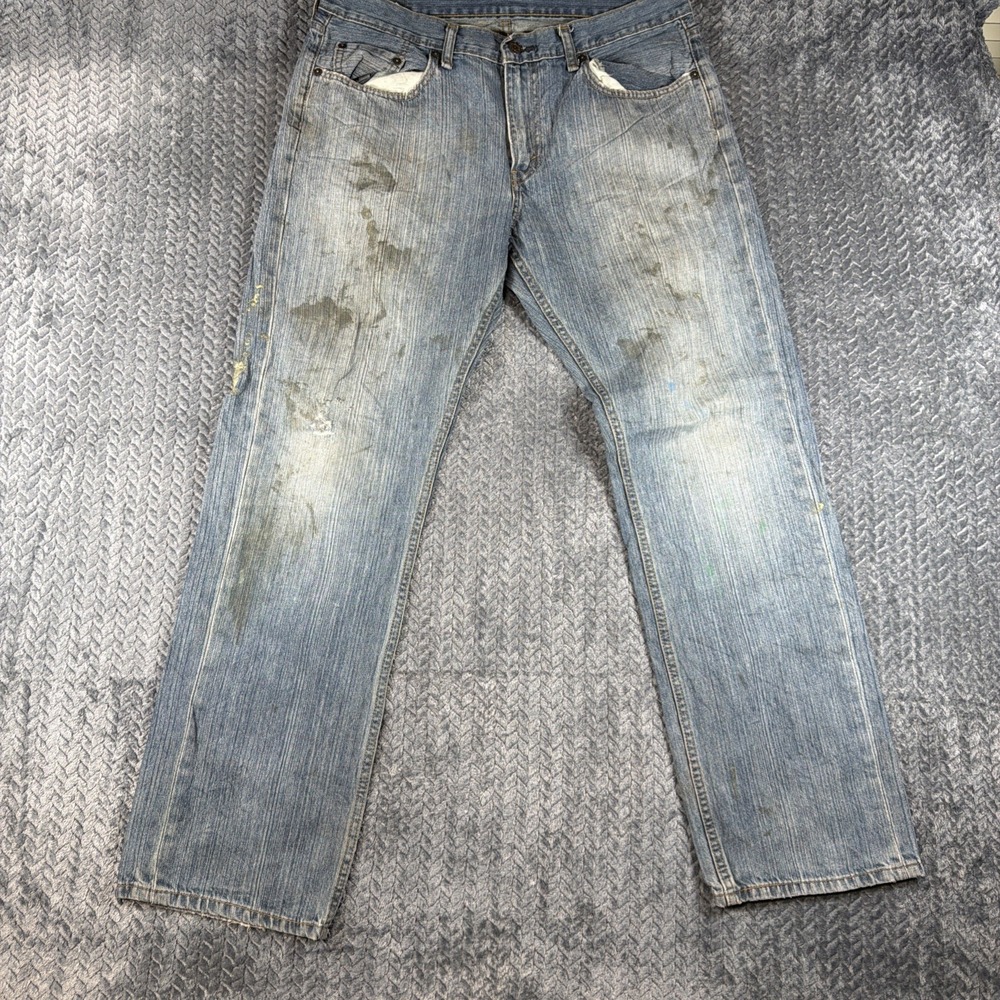 Levis 559 Jeans Mens 34x32 Blue Denim Cotton Faded Faded Straight Workwear Adult